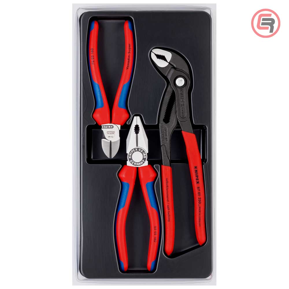 Knipex Set Kliješta Kombinovana + Sječice + Papagajke Cobra  / 3 dijelni - 00 20 09 V01 - Slika 2