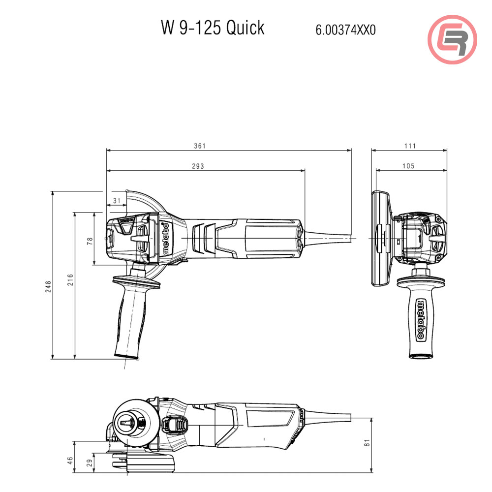 Metabo Brusilica W 9-125 Quick Kutna 125 mm / 900 W - 600374000 - Slika 4
