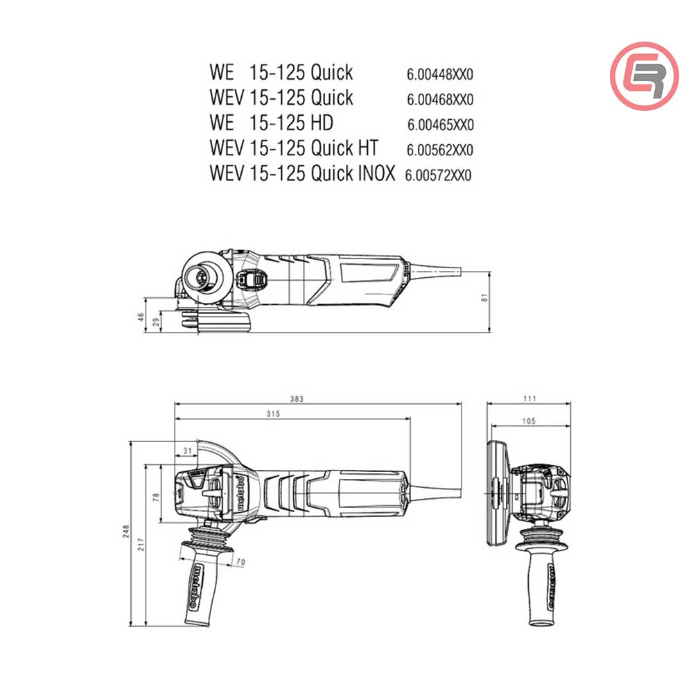Metabo Brusilica WEV 15-125 Quick Kutna Elektronik 125 mm / 1.550 W - 600468000 - Slika 9