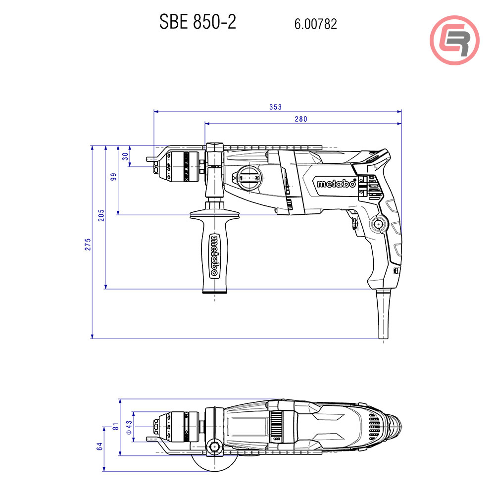 Metabo Bušilica SBE 850 - 2 R + L Vibraciona Elektronik 850 W + metaBOX 145 L - 600782500 - Slika 5
