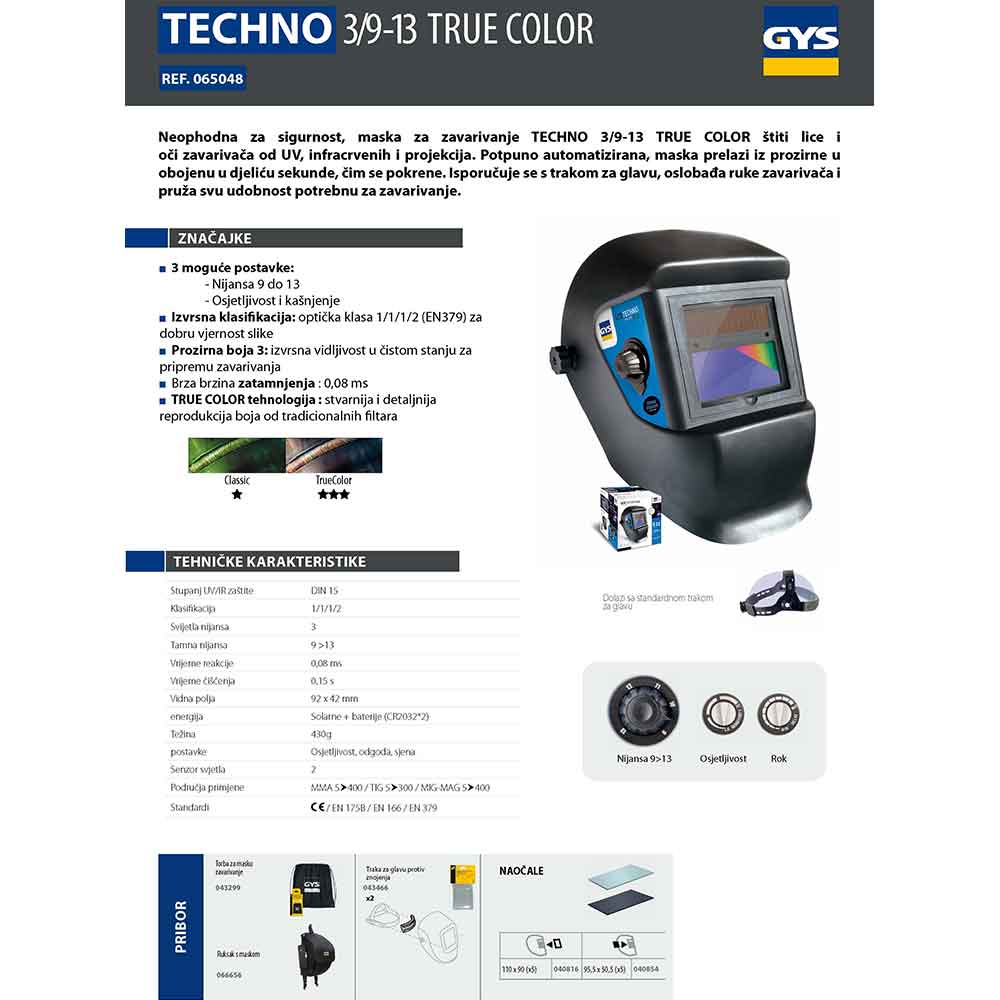 Gys Maska Za Zavarivanje Automatska LCD Techno 9/13 True Color - 065048 - Slika 6