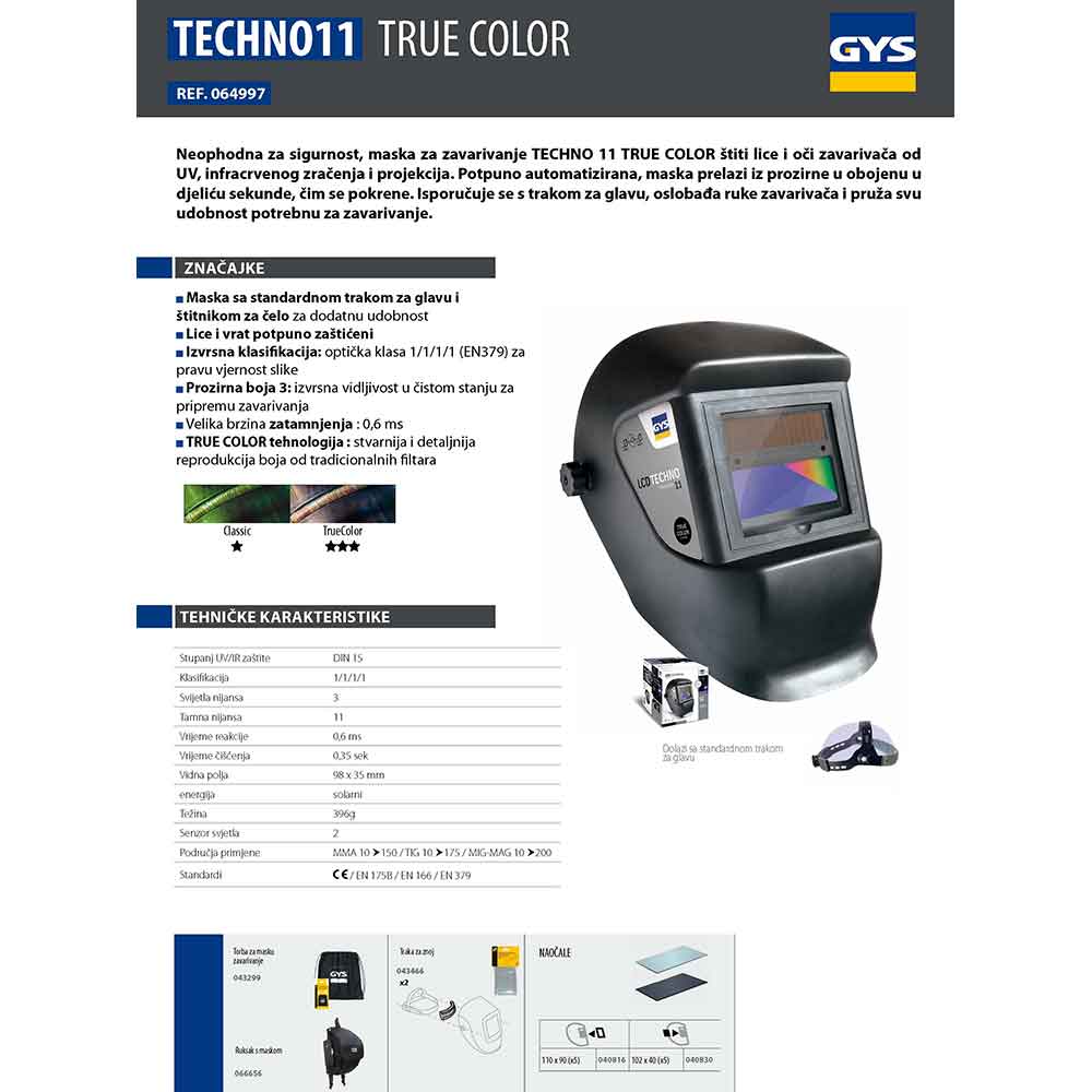 Gys Maska Za Zavarivanje Automatska LCD Techno 11 True Color – 064997 - Slika 6