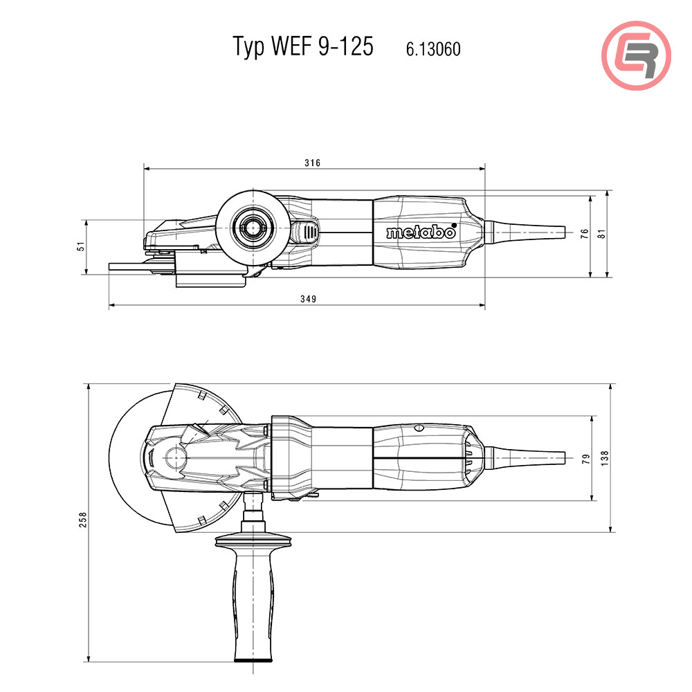 Metabo Brusilica WEF 9-125 Quick Kutna Sa Ravnom Glavom 43* / 125 mm / 910 W - 613060000 - Slika 5