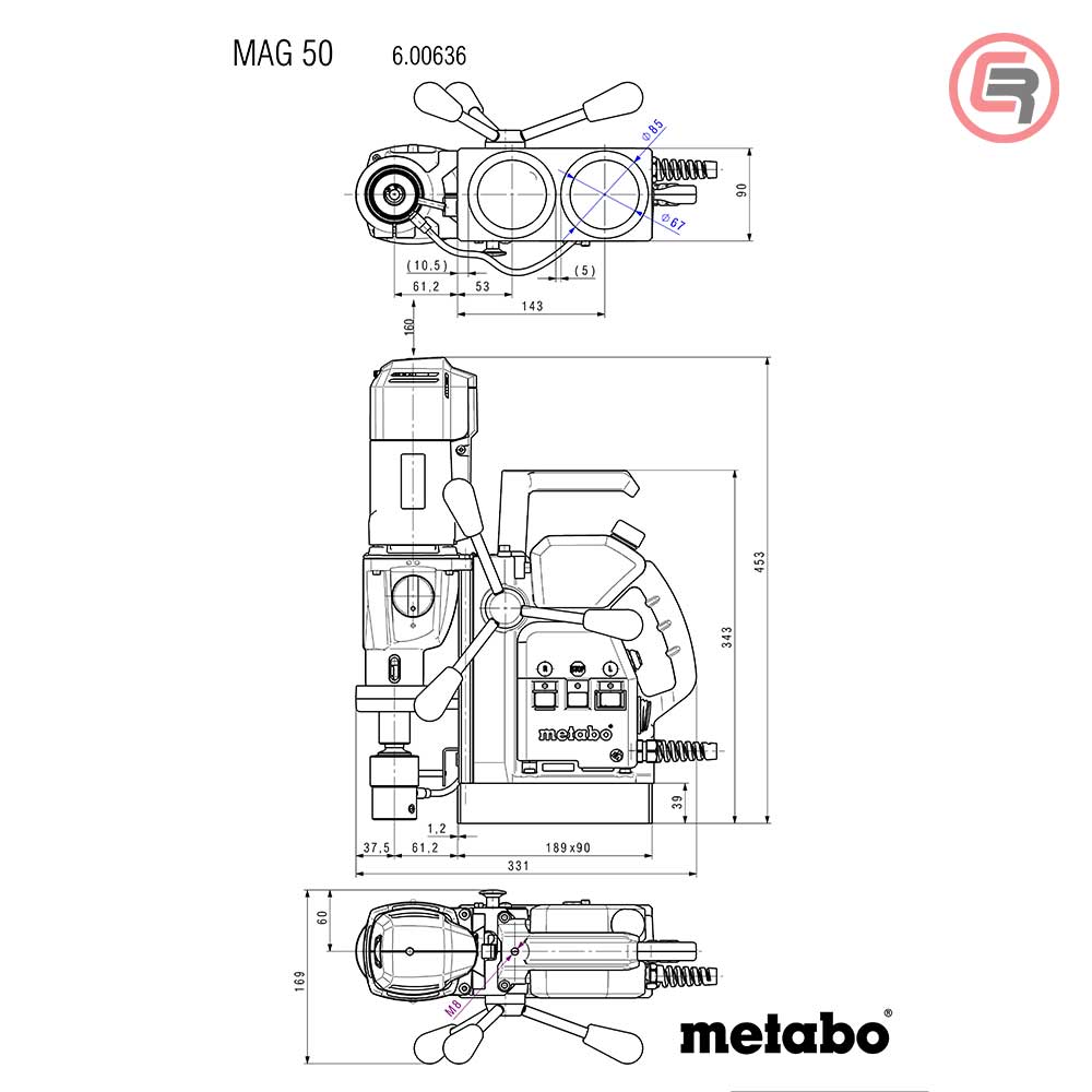Metabo Glodalica MAG 50 Elektromagnetska Sa Stalkom 1.200 W - 600636500 - Slika 4
