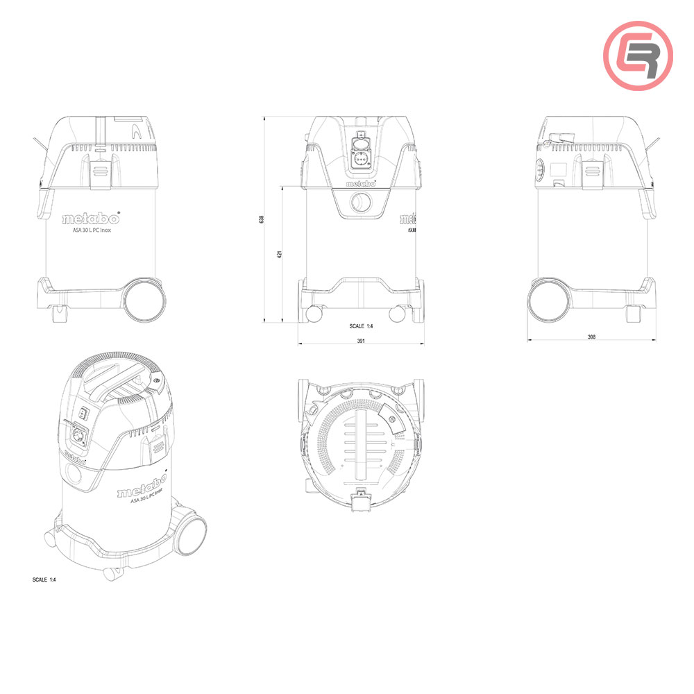 Metabo Usisivač ASA 30 L PC INOX Univerzalni Automatik 1.250 W - 602015000 - Slika 4