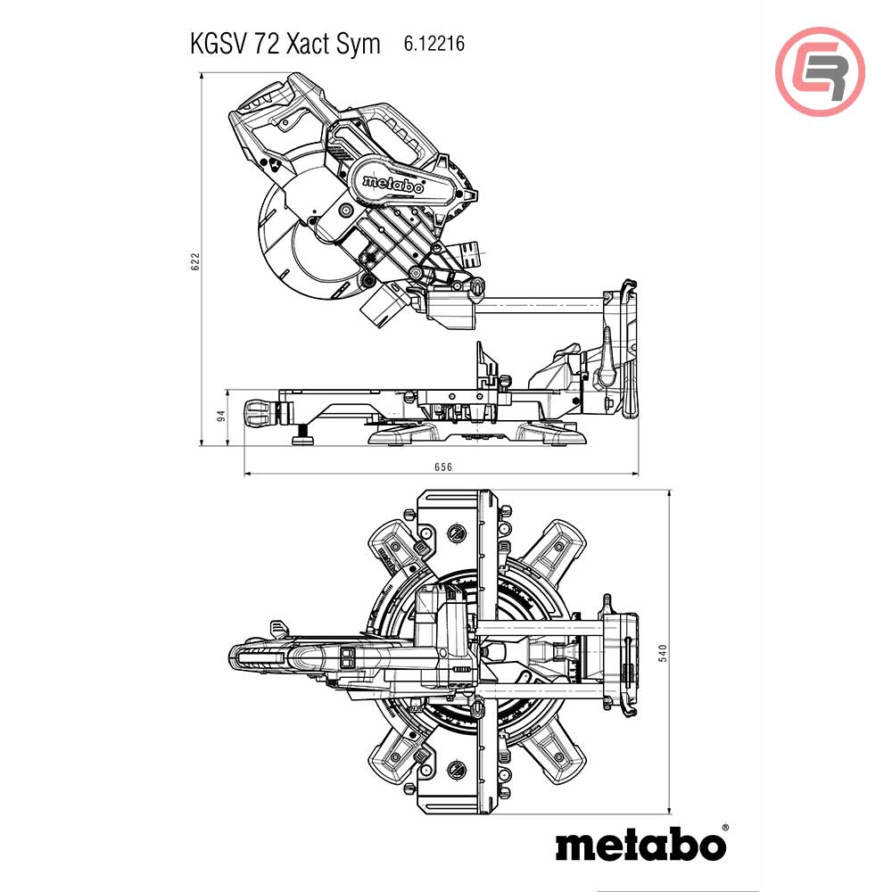 Metabo Pila Kružna KGSV 72 Xact SYM Za Kutno Rezanje Potezna 216 mm / 1,8 kW - 612216000 - Slika 6