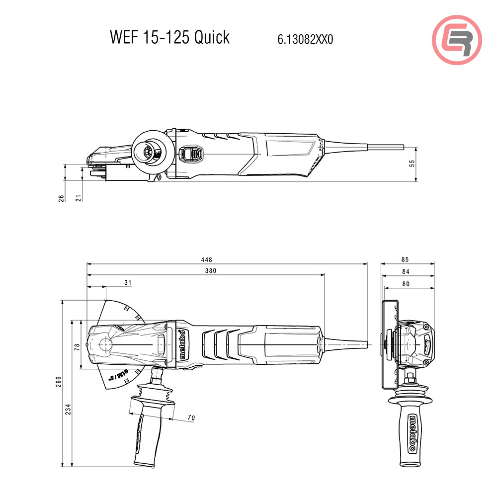 Metabo Brusilica WEF 15-125 Quick Kutna Sa Ravnom Glavom 43* / 125 mm / 1.550 W - 613082000 - Slika 2