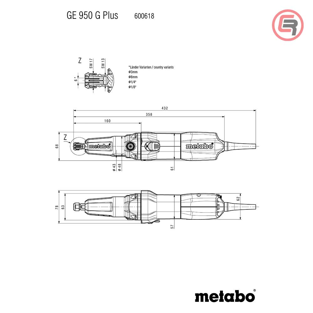 Metabo Brusilica GE 950 G Plus Ravna 950 W - 600618000 - Slika 5