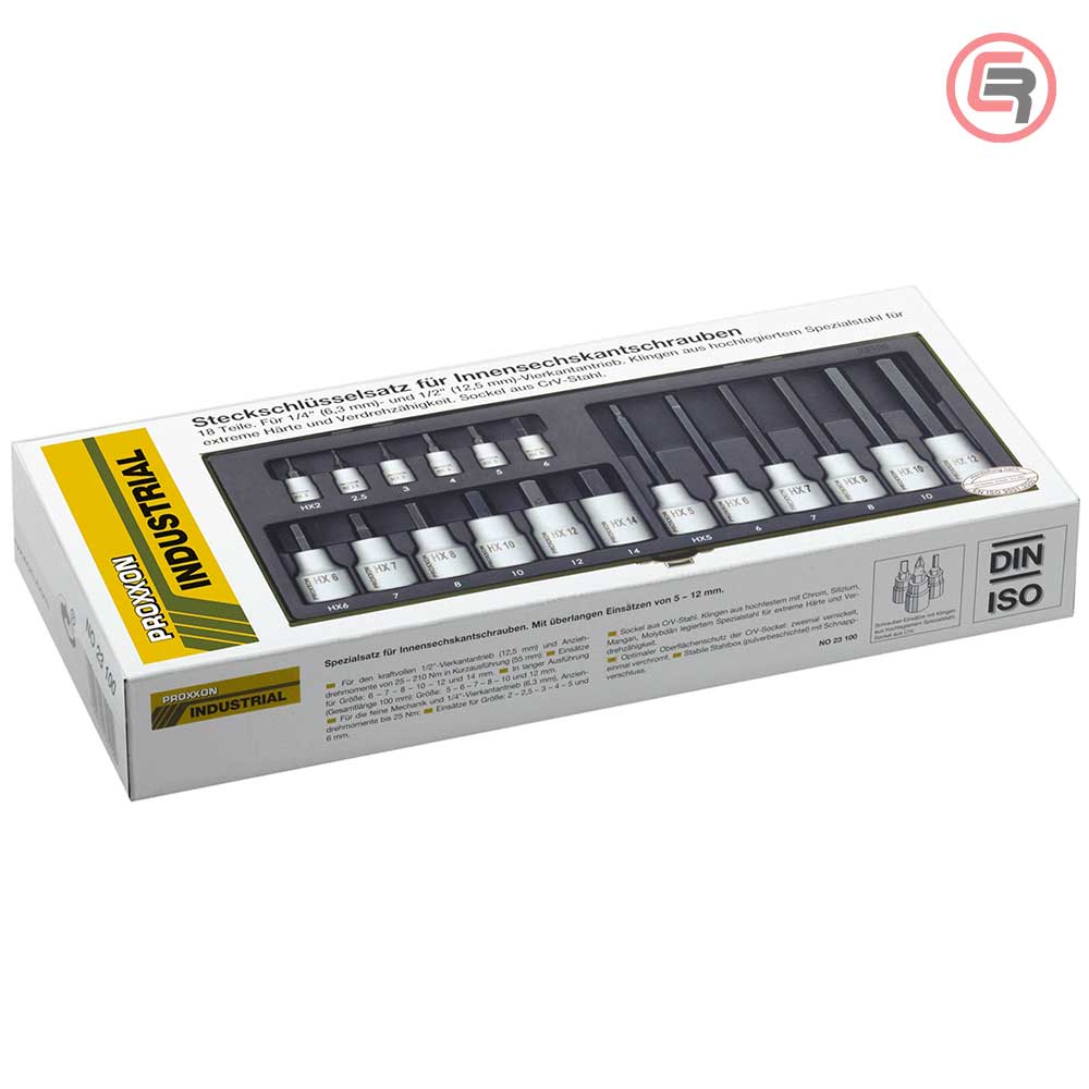 Proxxon Garnitura Nasadnih Imbus Ključeva 1/4"+1/2", 2 - 14 mm / 18 dijelna - 23100 - Slika 3