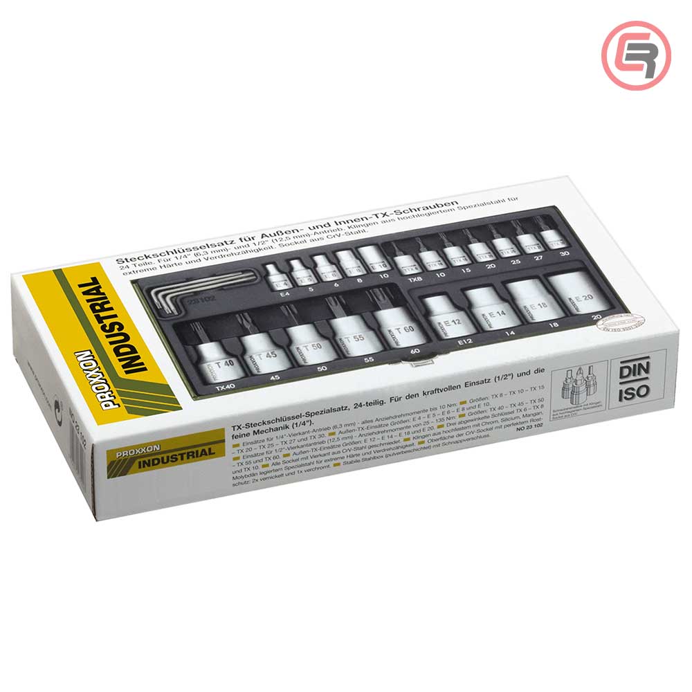 Proxxon Garnitura Nasadnih Torx Ključeva 1/4''+1/2'' TX8 - TX60 / 24 dijelna - 23102 - Slika 4