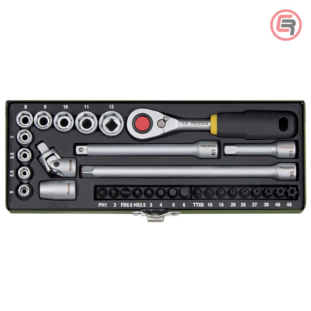 Proxxon Garnitura Nasadnih Ključeva Sa Magnetom 1/4", 5 - 13 mm / 32 dijelna - 23078
