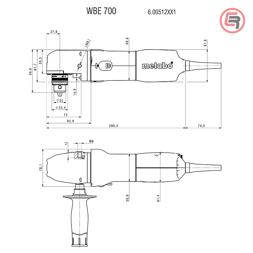 Metabo Bušilica WBE 700 Kutna Elektronik 700 W - 600512000 - Slika 3