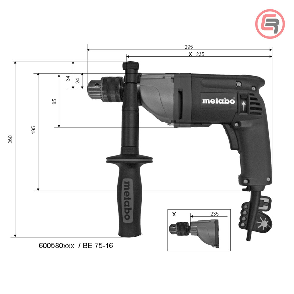 Metabo Bušilica BE 75 - 16 R + L Elektronik 750 W - 600580000 - Slika 4