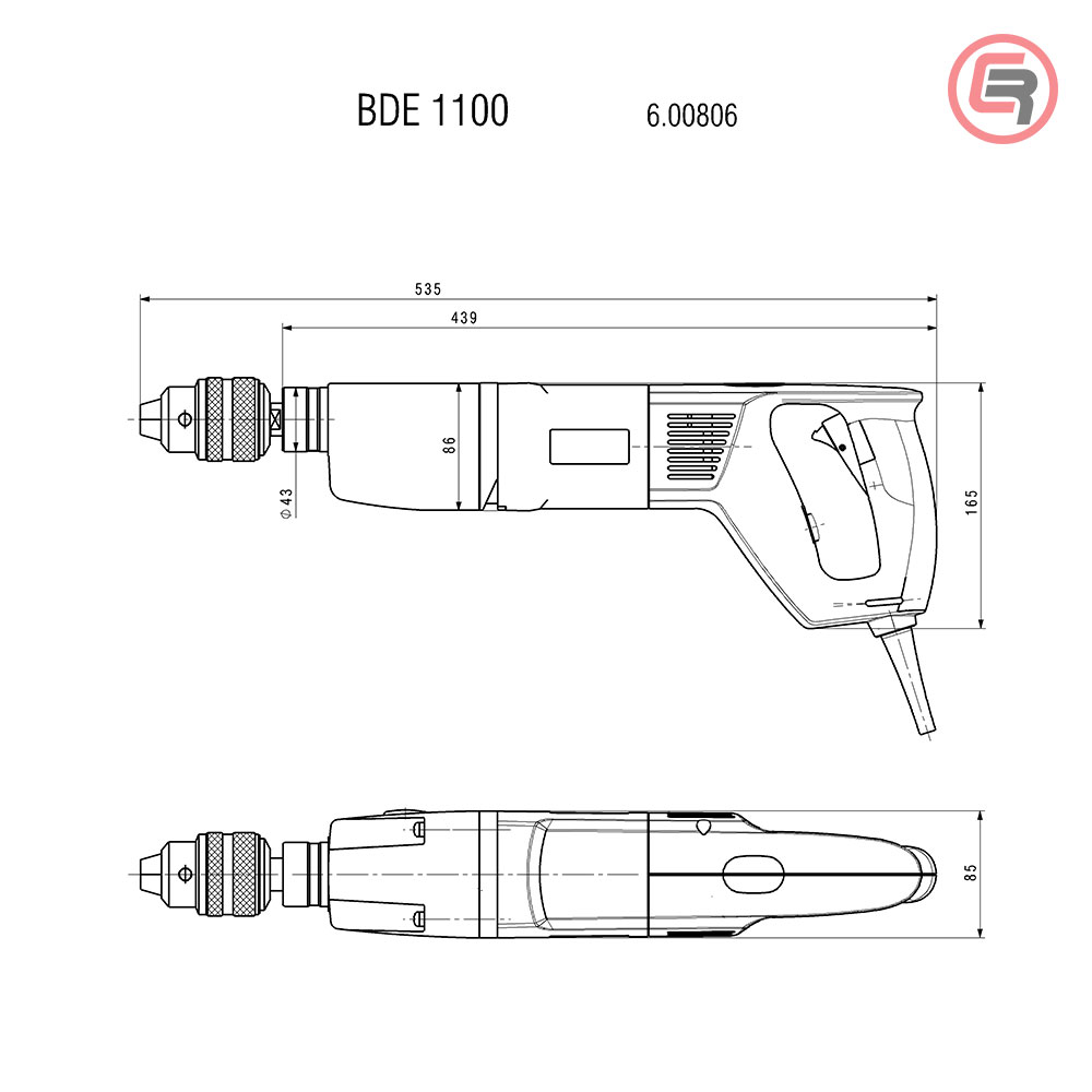 Metabo Bušilica BDE 1100 Elektronik 1.100 W - 600806000 - Slika 4