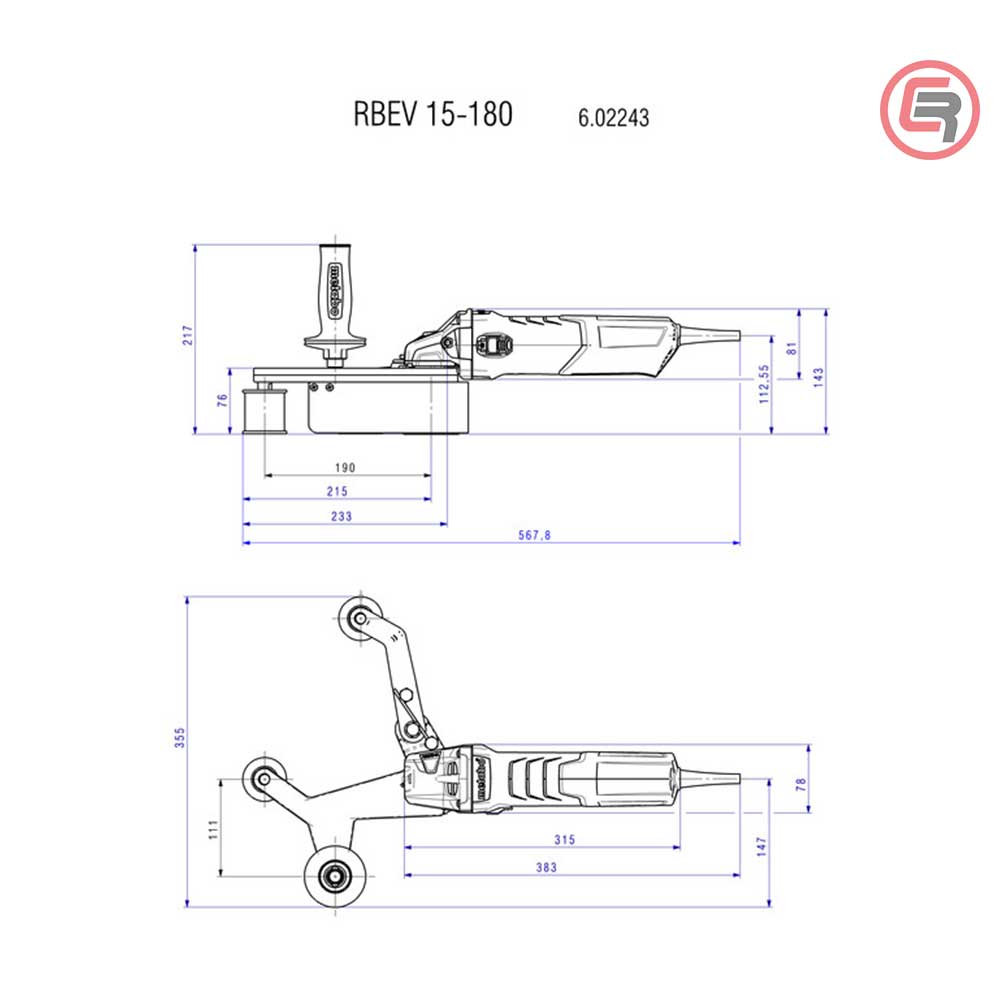 Metabo Brusilica RBE 15-180 Set Tračna Za Inox Cijevi 1.550 W + metaBOX 185 XL - 602243500 - Slika 2