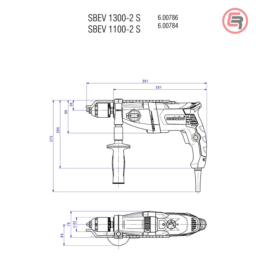 Metabo Bušilica SBEV 1300-2 S R+L Vibraciona Elektronik 1.300 W + metaBOX 145 L - 600786500 - Slika 5