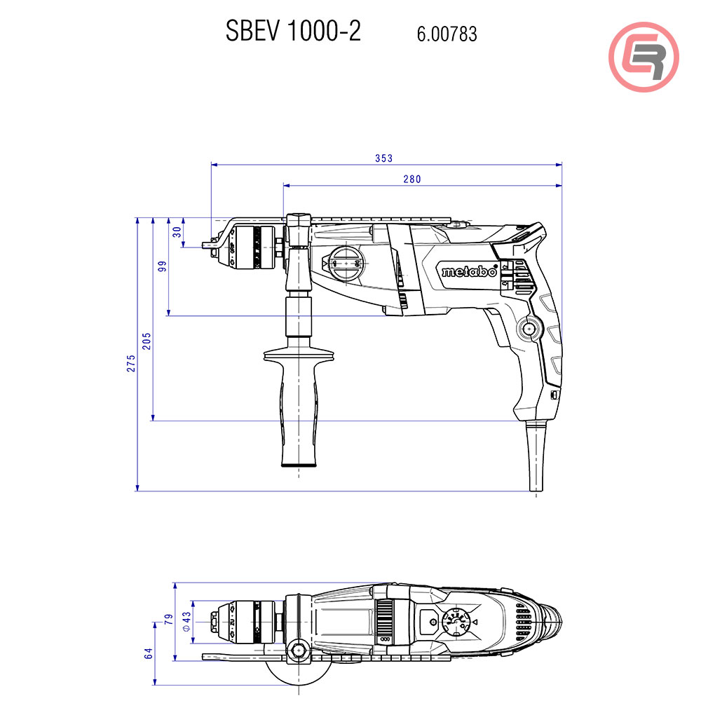 Metabo Bušilica SBEV 1000-2 S R+L Vibraciona Elektronik 1.010 W + metaBOX 145 L - 600783500 - Slika 6