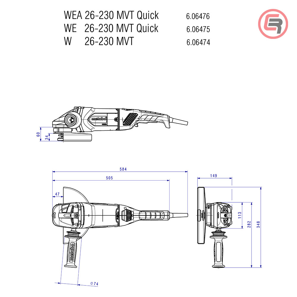 Metabo Brusilica WE 26-230 MVT Quick Kutna 230 mm / 2.600 W - 606475000 - Slika 5