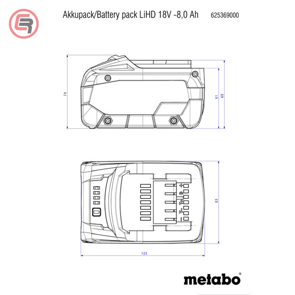 Metabo Baterija 18 V / 8.0 Ah LiHD – 625369000 - Slika 3