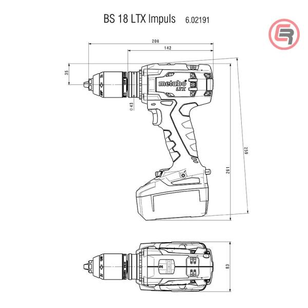 Metabo Bušilica - Odvijač Aku BS 18 LTX Impuls 18 V (bez baterije i punjača) + metaBOX 145 L – 602191840 - Slika 2