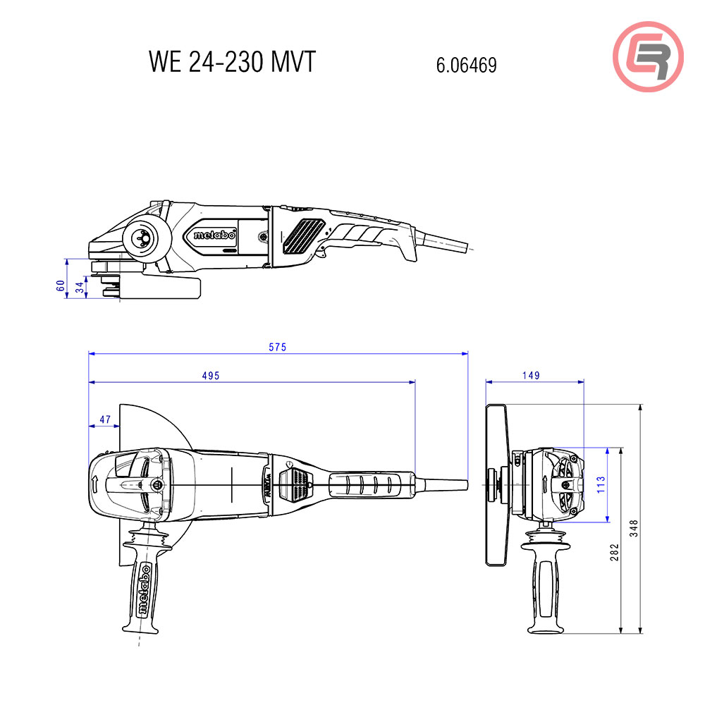 Metabo Brusilica WE 24-230 MVT Kutna 230 mm / 2.400 W – 606469000 - Slika 4