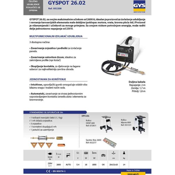 Gys Spoter GYSPOT 26.02  230 V / 2600 A – 052208 - Slika 2