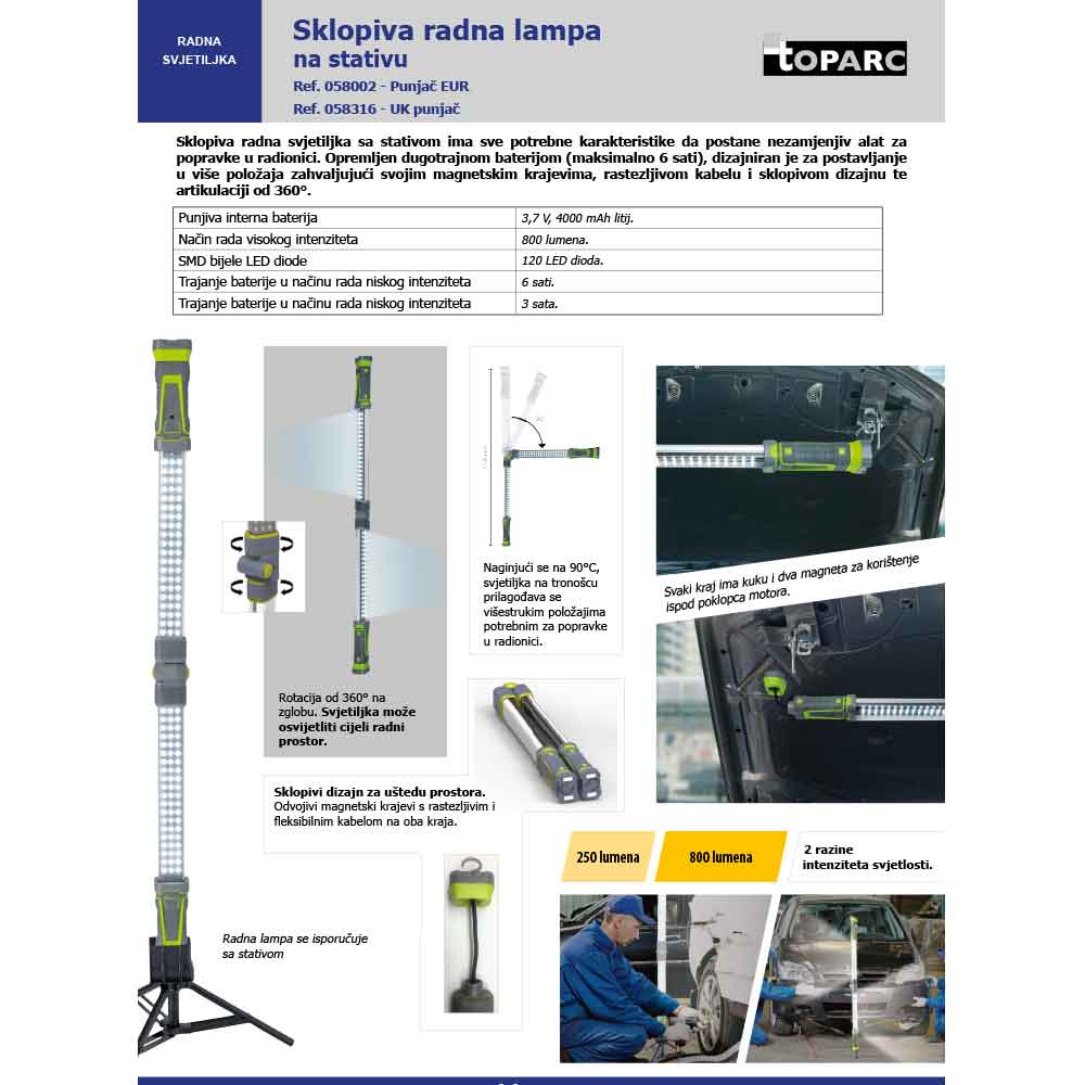 Gys Lampa Led Za Haubu Sa Magnetom i Zglobom + Stativ 1150mm - 058002 - Slika 6