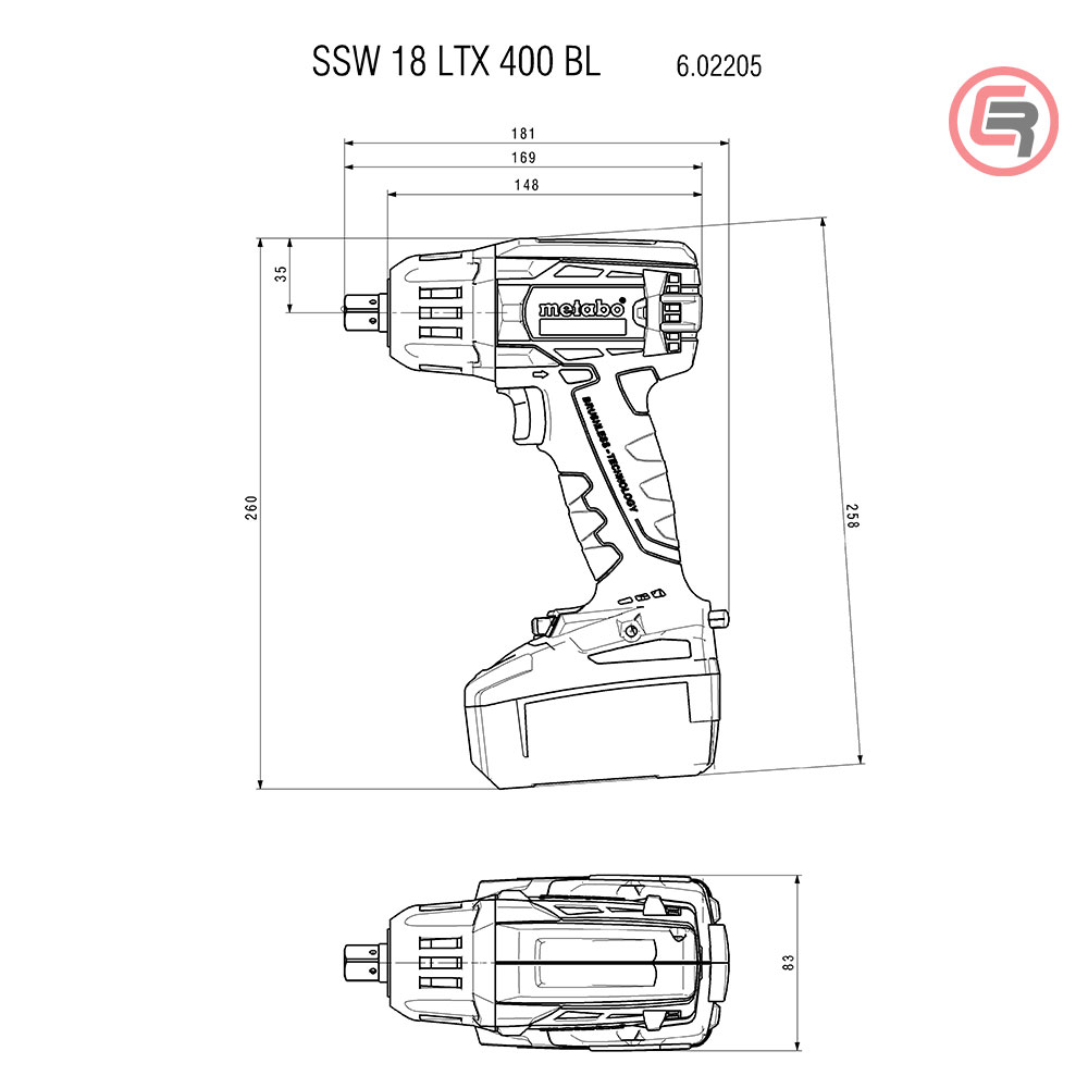 Metabo Odvijač Udarni Aku SSW 18 LTX 400 BL – 1/2″ 2xAKU (4,0 Ah LiHD) ASC55 - 602205800 - Slika 4