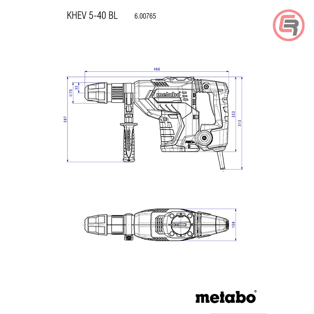Metabo Čekić Kombinovani KHEV 5-40 BL SDS-max 1.150 W Brushless – 600765500 - Slika 3