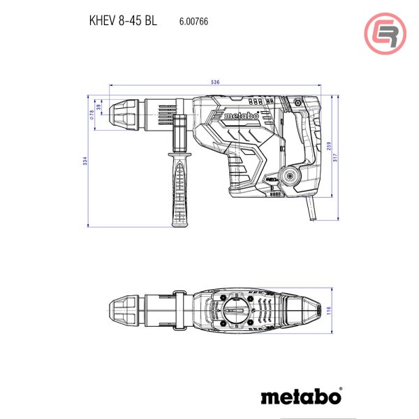 Metabo Čekić Kombinovani KHEV 8-45 BL SDS-max 1.500 W Brushless – 600766500 - Slika 5
