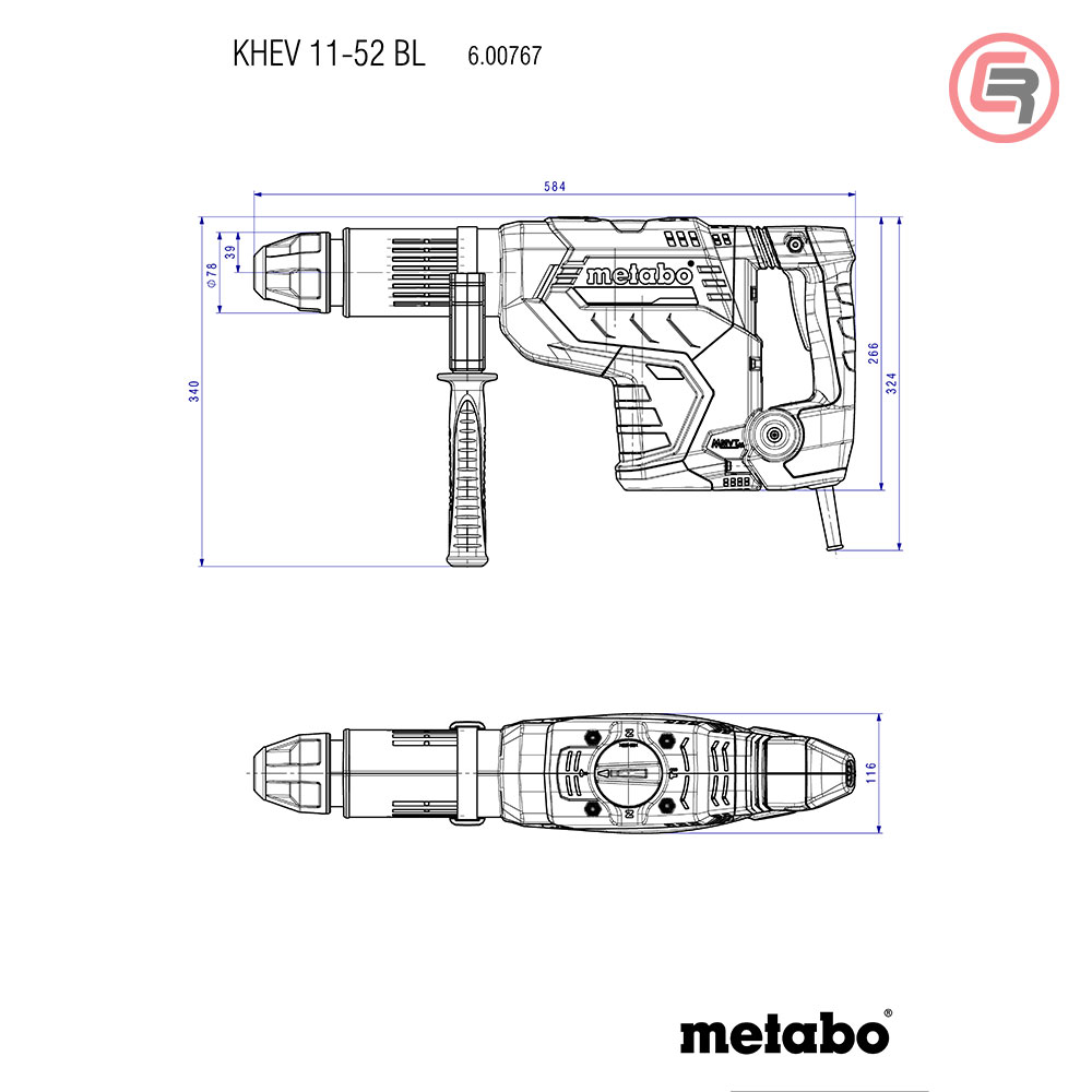 Metabo Čekić Kombinovani KHEV 11-52 BL SDS-max 1.500 W Brushless – 600767500 - Slika 5