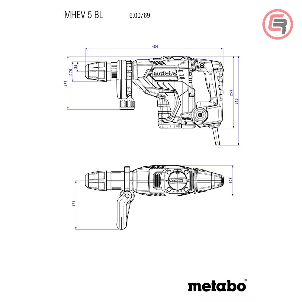Metabo Čekić Udarni MHEV 5 BL SDS - max 1.150 W Brushless U Koferu – 600769500 - Slika 3