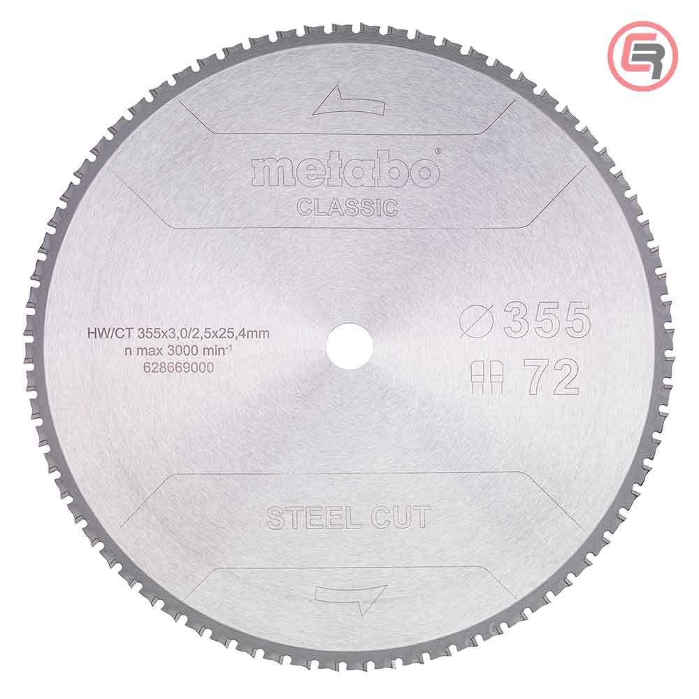 Metabo List Kružne Pile Za Metal 355 x 3,0 / 2,5 x 25,4 / Z = 72 Steel Cut Classic – 628669000