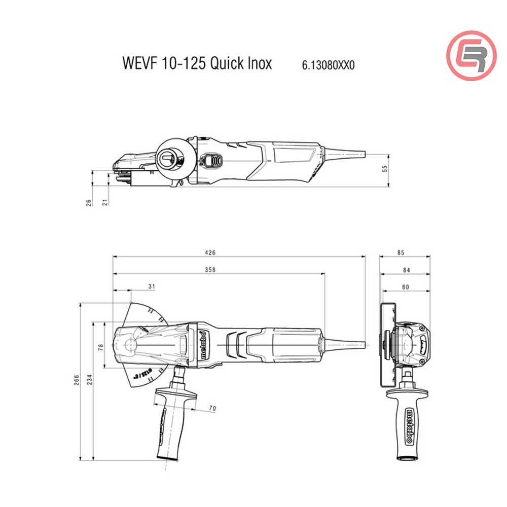 Metabo Brusilica WEVF 10-125 Quick Inox Kutna Sa Ravnom Glavom 43* / 125 mm / 1.000 W - 613080000 - Slika 2