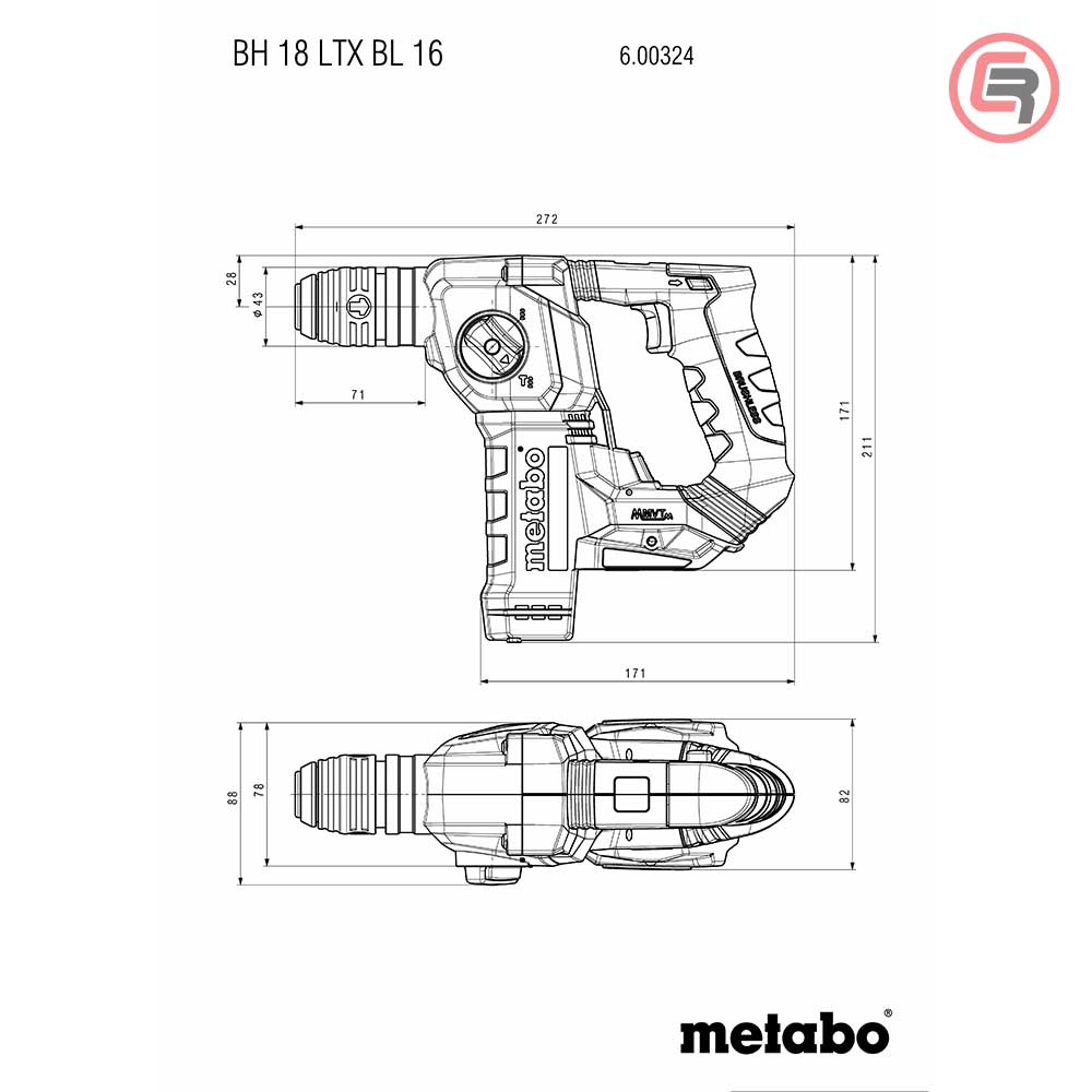 Metabo Čekić Bušeči Aku BH 18 LTX BL 16 / 18 V (bez baterija i punjača) + metaBOX 145 L - 600324840 - Slika 5