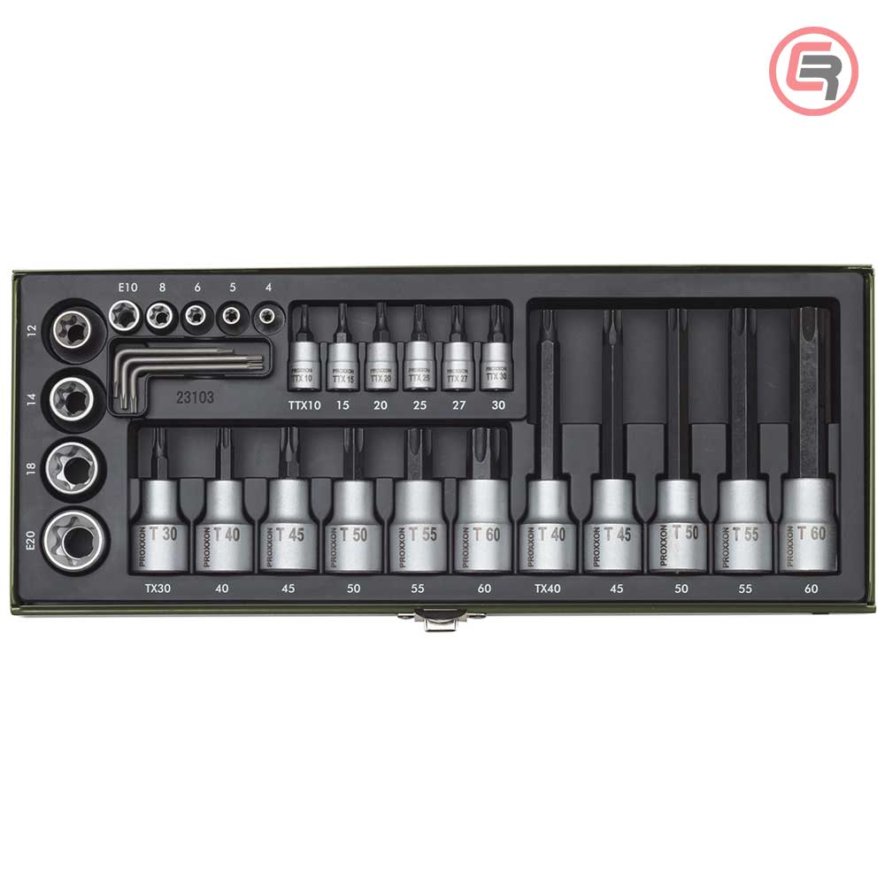 Proxxon Garnitura Nasadnih Torx Ključeva 1/4''+1/2'' TX10 - TX60 / 29 dijelna - 23103 - Slika 2