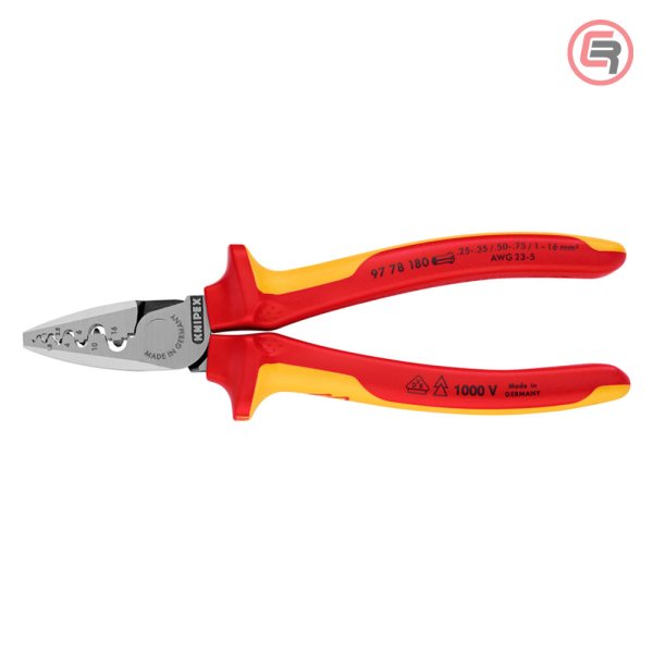 Knipex Kliješta Za Krimpanje - Stiskanje Završnih Čahura 0,25-16mm2 1000V - 97 78 180 - Slika 3