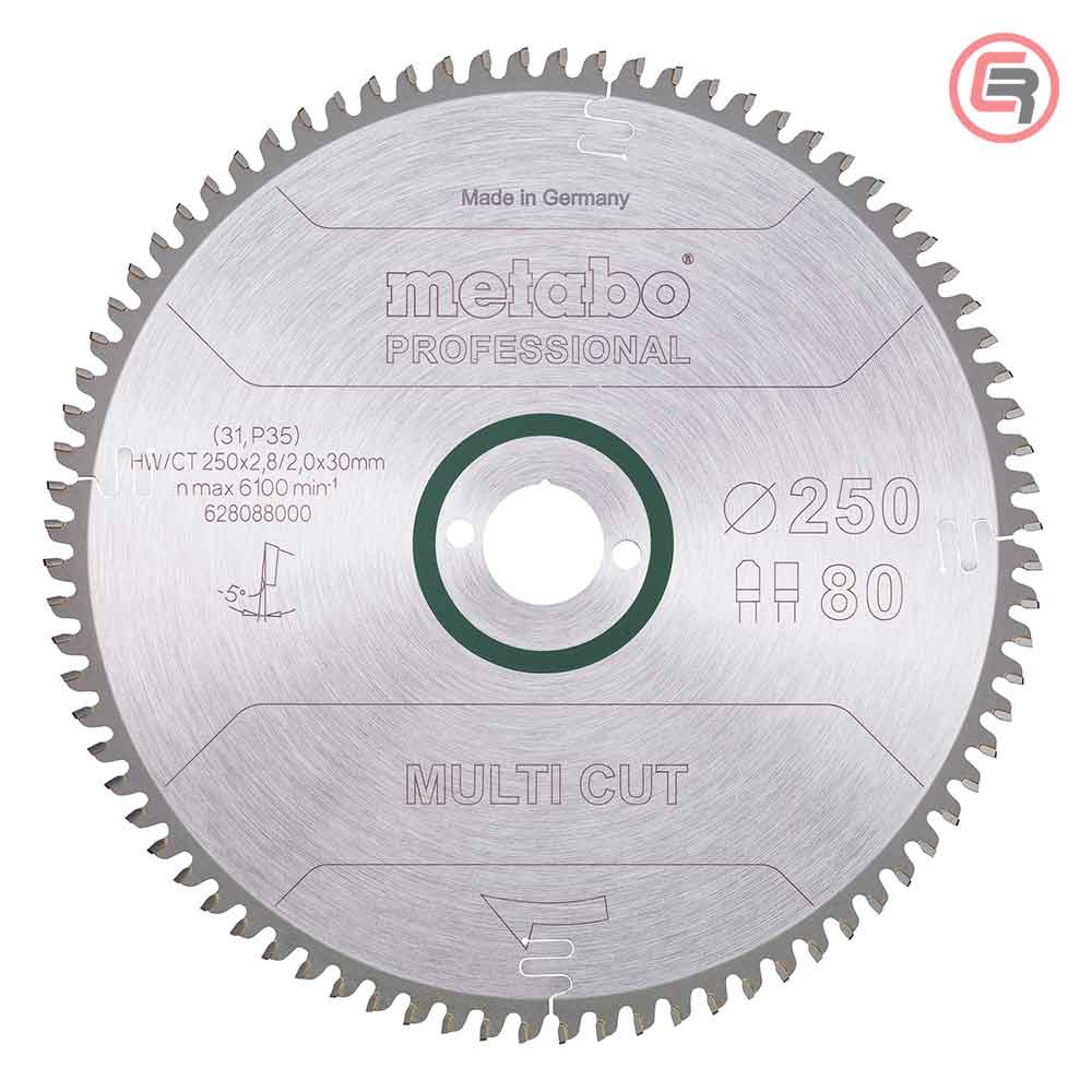 Metabo List Kružne Pile 250 x 2,8 / 2,0 x 30 / Z = 80 Multi Cut Professional - 628088000