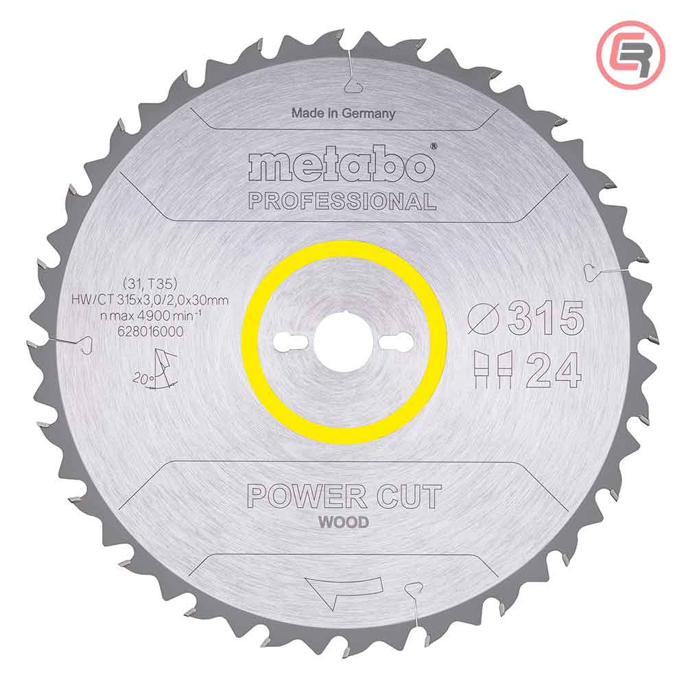 Metabo List Kružne Pile 315 × 3,0 / 2,0 × 30 / Z = 24 Power Cut Wood Professional – 628016000