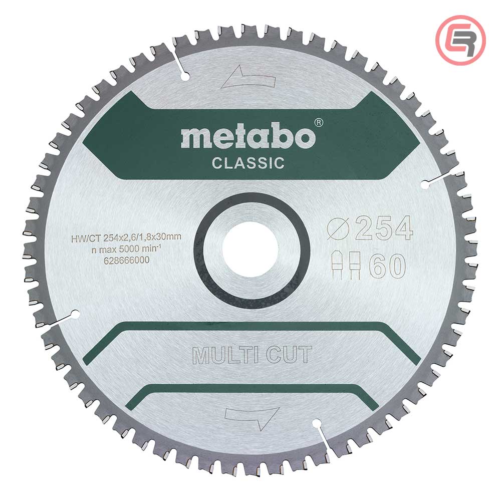 Metabo List Kružne Pile 254 × 2,6 / 1,8 × 30 / Z = 60 Multi Cut Classic – 628285000