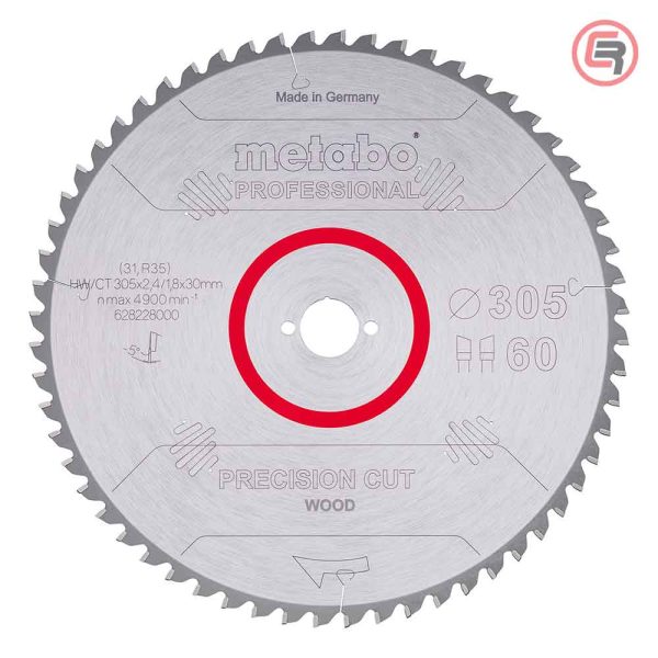 Metabo List Kružne Pile 305x2,4/1,8x30 / Z=60 Precision Cut Wood Professional – 628228000
