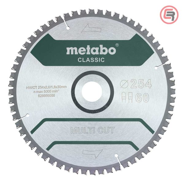 Metabo List Kružne Pile 254×2,6/1,8×30 / Z=60 Multi Cut Classic – 628285000