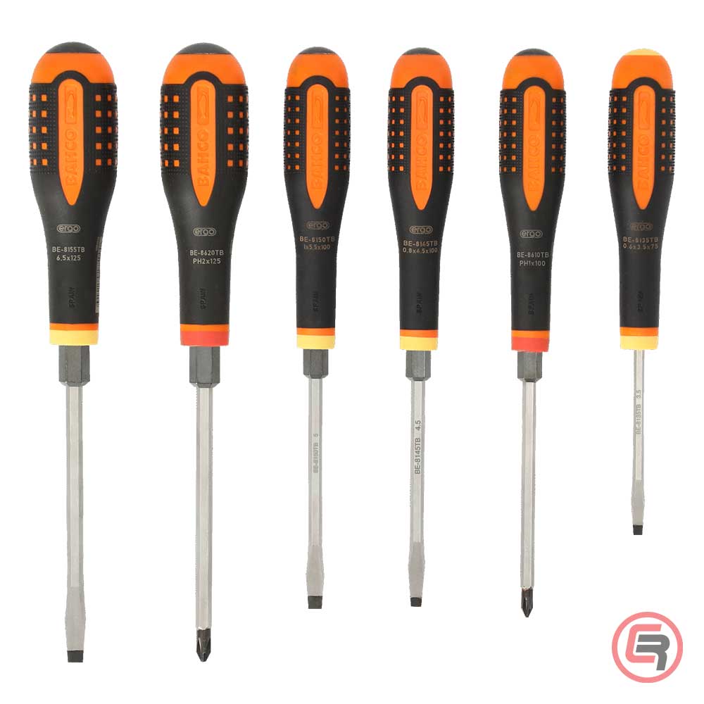 Bahco Garnitura Odvijača Udarnih Ergo 4 plosnata + 2 križna / 6 dijelna BE-9881TB - Slika 2