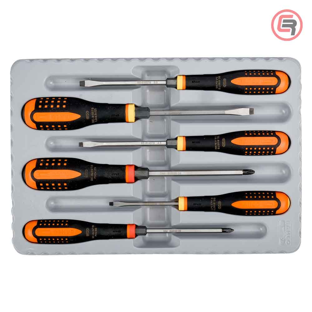 Bahco Garnitura Odvijača Udarnih Ergo 4 plosnata + 2 križna / 6 dijelna BE-9881TB