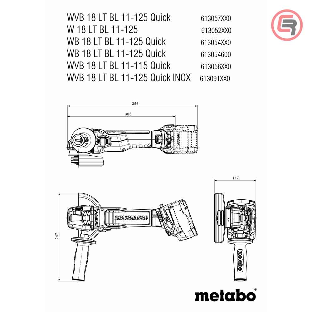 Metabo Brusilica Aku WVB 18 LT BL 11-125 Quick Inox Kutna 18V 125mm (bez baterija i punjača) – 613091850 - Slika 5