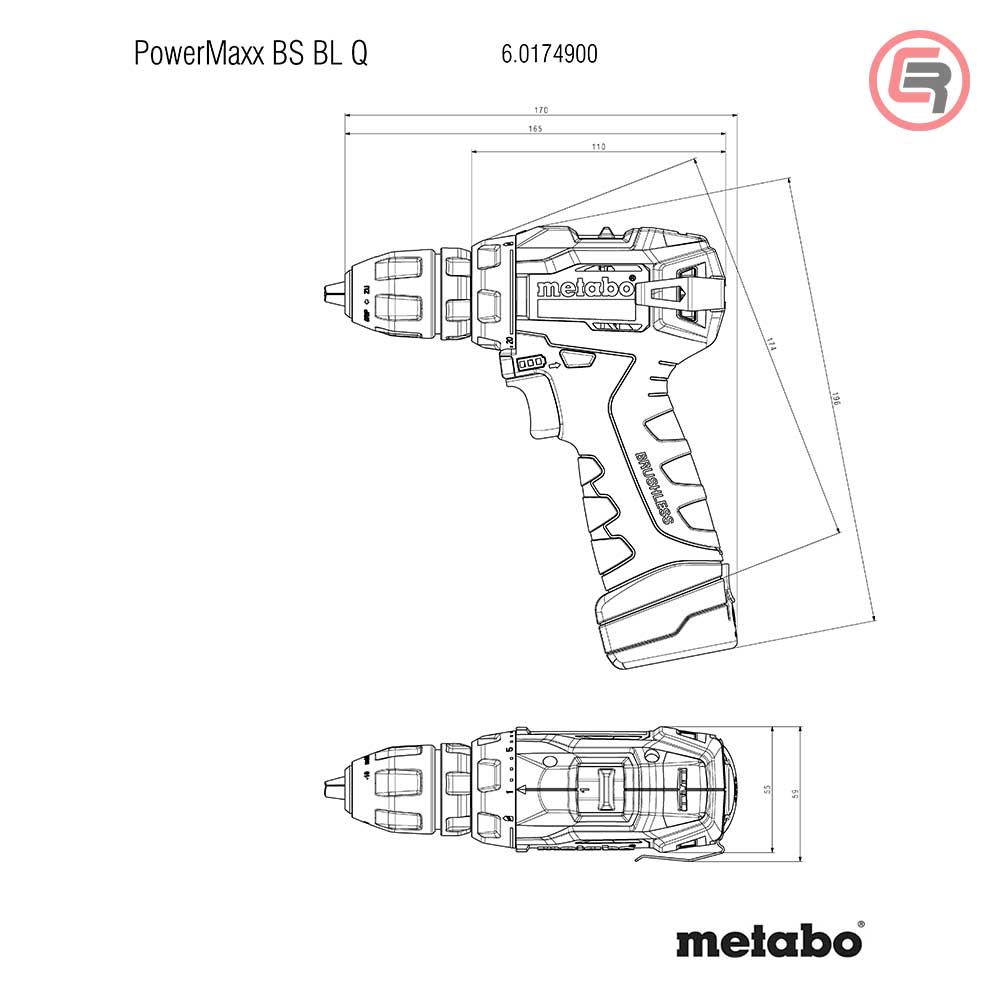 Metabo Bušilica-Odvijač Aku PowerMaxx BS BL Q 12V 2xAKU (2,0Ah) LC 40 + Kofer – 601749500 - Slika 9