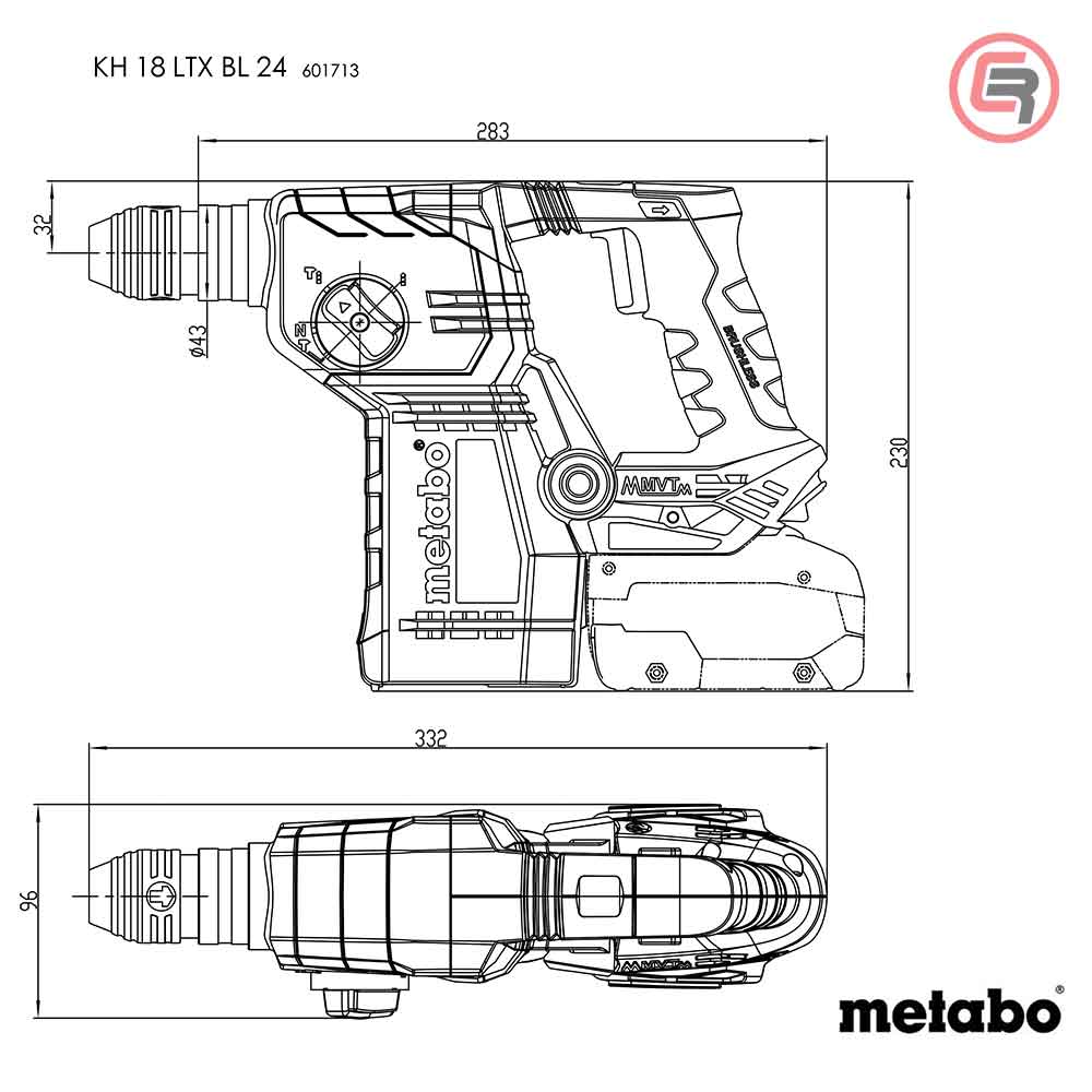 Metabo Čekić Kombinovani Aku KH 18 LTX BL 24 / 18V (bez baterija i punjača) - 601713850 - Slika 4