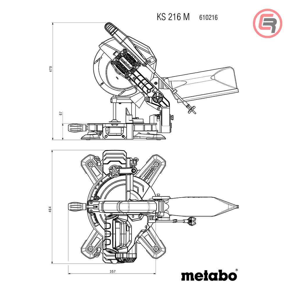 Metabo Pila Kružna KS 216 M Za Kutno Rezanje 216 mm / 1,35 kW Sa Dva Lista Pile – 610216900 - Slika 9