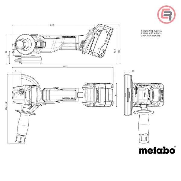 Metabo Brusilica Aku W 18 L BL 9-125 Kutna 18V / 125mm (bez baterija i punjača) – 602374850 - Slika 8