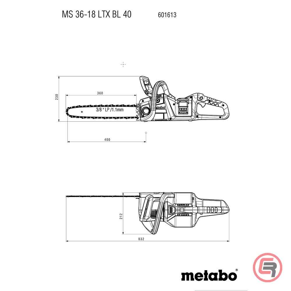 Metabo Pila Lančana Aku MS 36-18 LTX BL 40 / 18V (bez baterija i punjača) – 601613850 - Slika 12